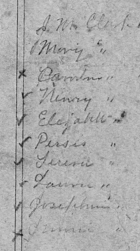 CLARK, Jonathan family deaths and births (detail, side)
